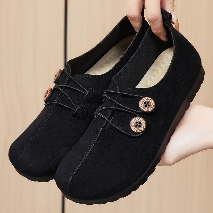 Femme Behagelige Nubuck Slippers med Justerbar Lukning Stilla