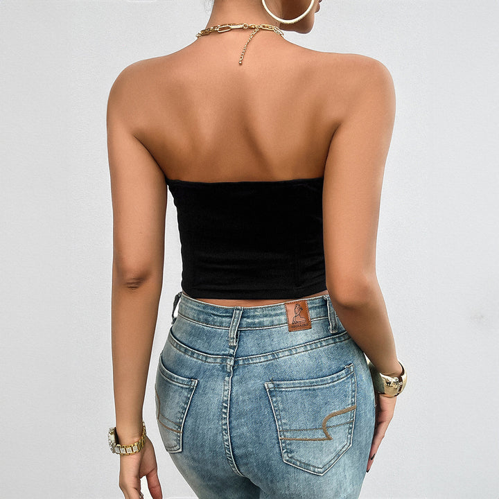 Dame Crop-top i bustier-stil med bløde rynkeelementer Stilla