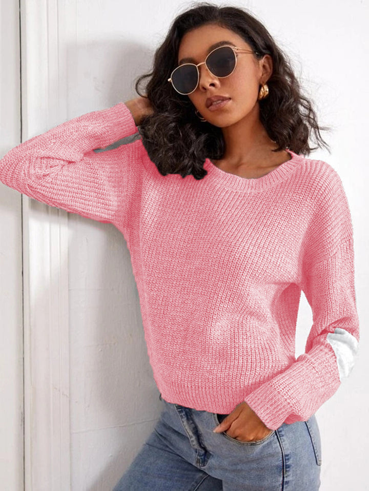 Kvindernes chunky strikket sweater med fashionable farveblokdesign og afslappet pasform Stilla