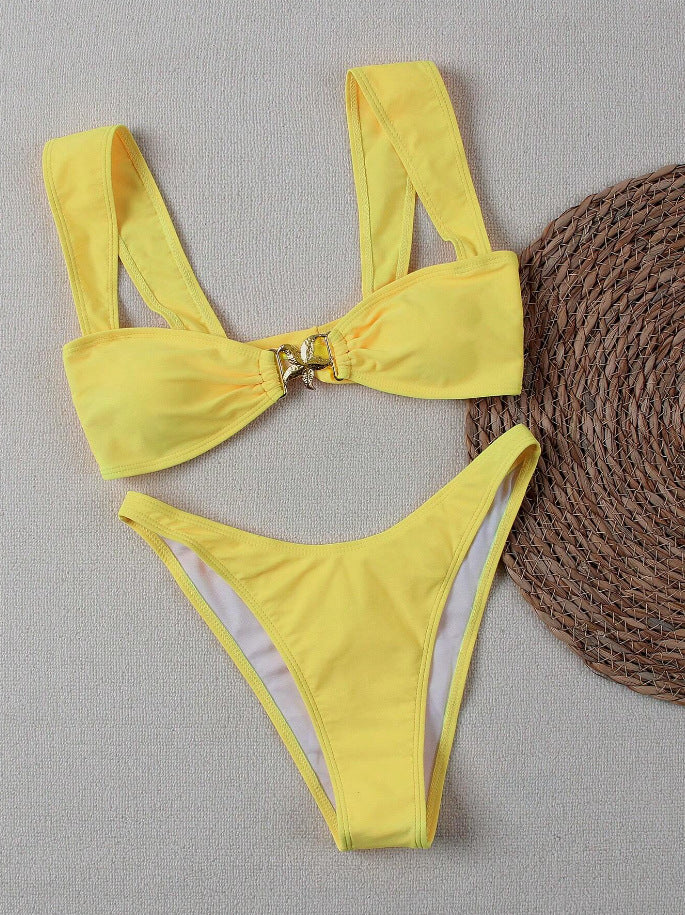 Dame bikini-sæt med elegant knude-detalje og høj kvalitet bindemønster Skovae