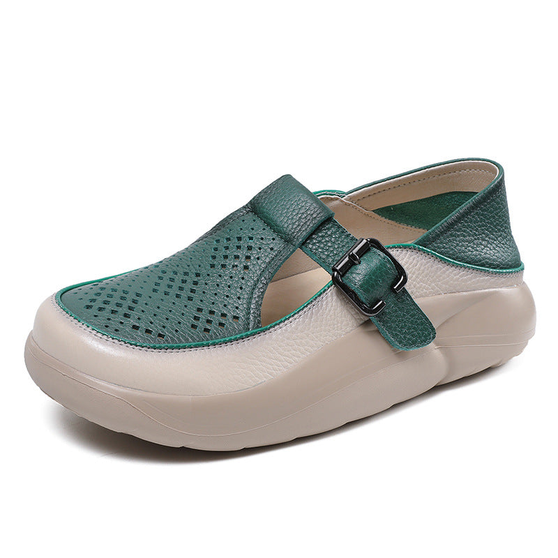 Dame Læder Spænde Clogs med perforeret Design Stilla