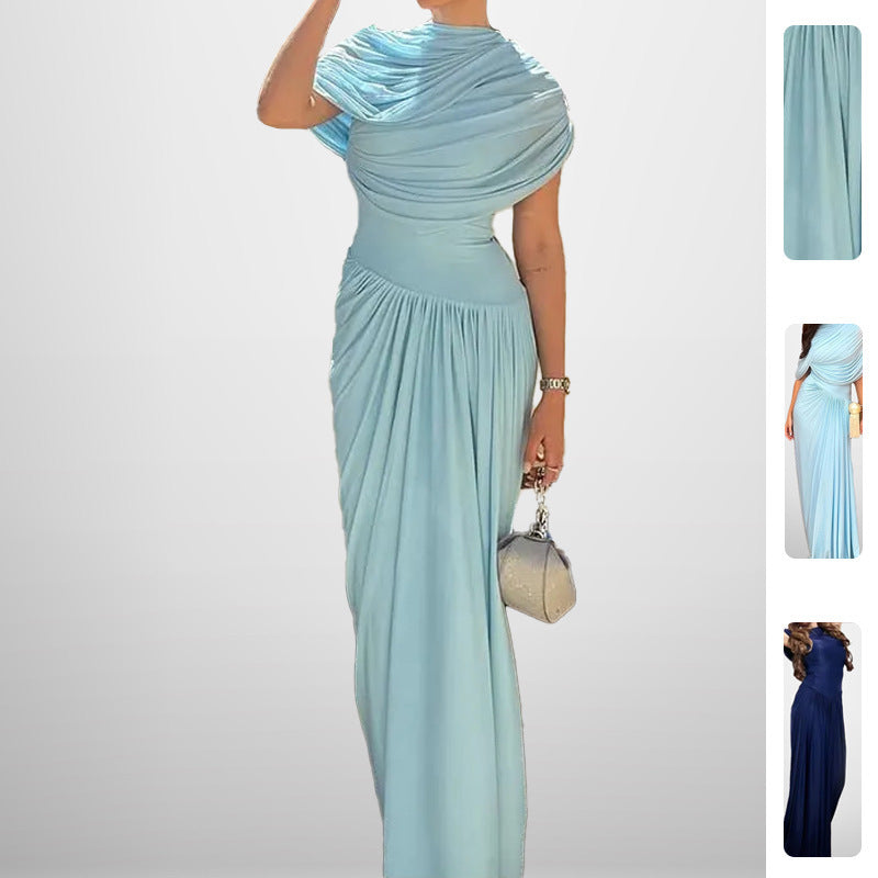 Dame Elegant Wrap Maxi Kjole med Finedraperede Detaljer Stilla