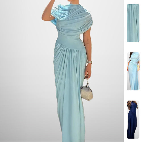 Dame Elegant Wrap Maxi Kjole med Finedraperede Detaljer Stilla