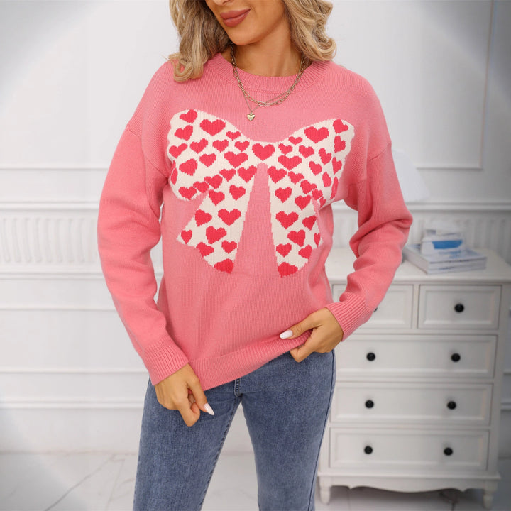 Dame afslappet pullover med hjerte-motiv og brede ærmer Stilla