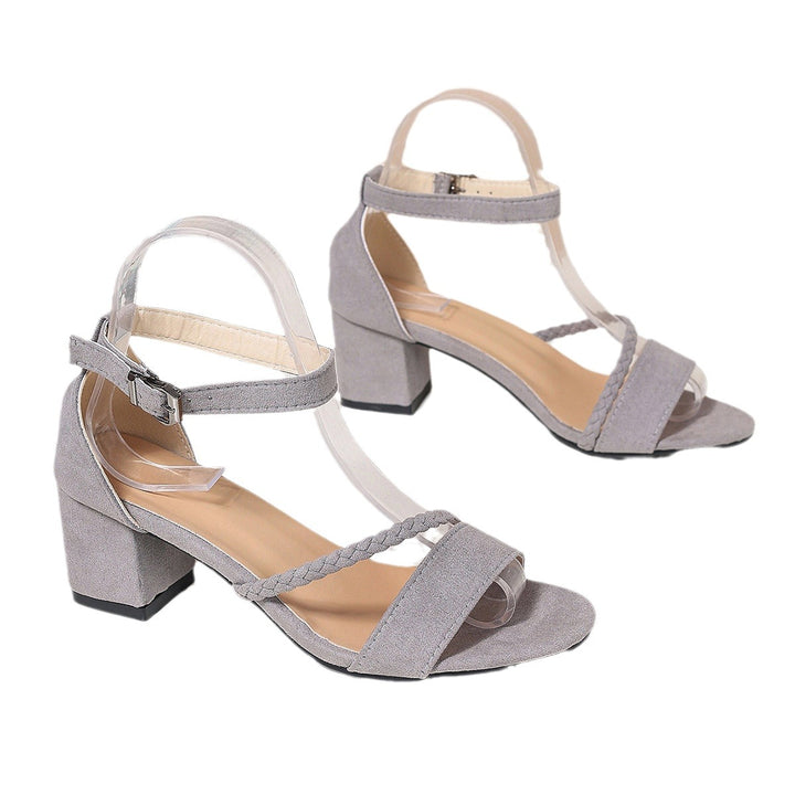 Dame blokhæl-sandaler med transparente remme og flettet detalje Stilla