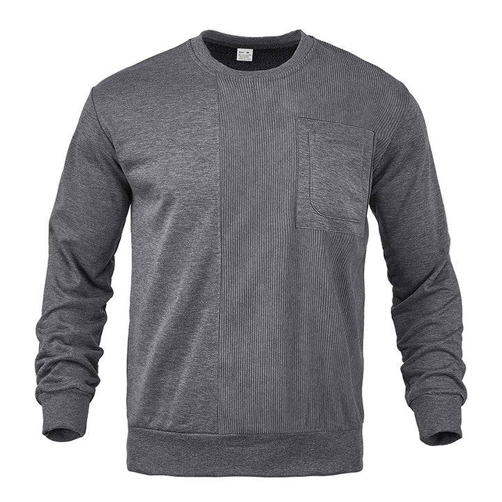 Herren med struktureret rundhalset sweatshirt med brystlomme og asymmetrisk ribpanel Skovae
