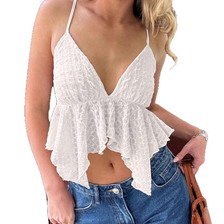 Dame legesykt Crop-Top med elegante flæsedetaljer Skovae