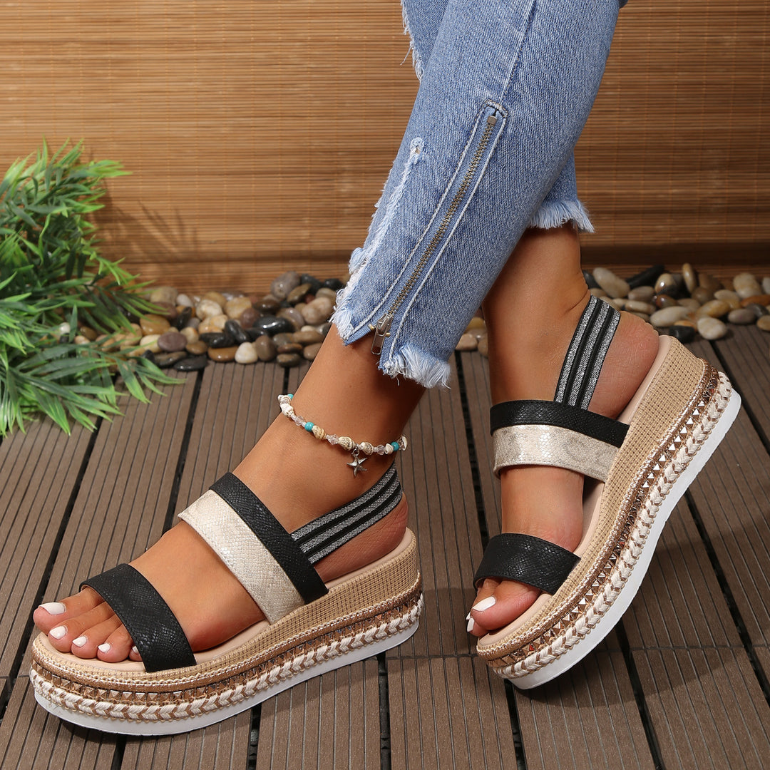 Dame plateau-sandaler med justerbare stropper og moderigtig bast-design Stilla