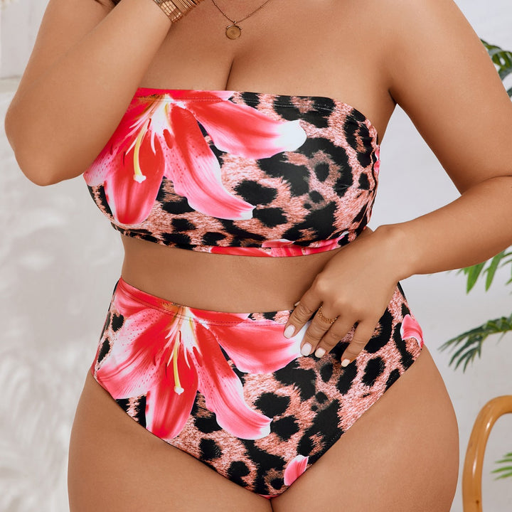 Dame Bandeau-bikini med blomster- og dyremønster Skovae