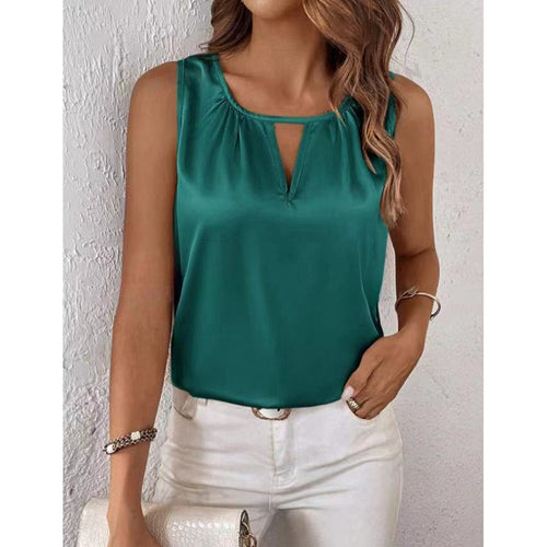 Dame Satin Bluse med elegant slids Skovae
