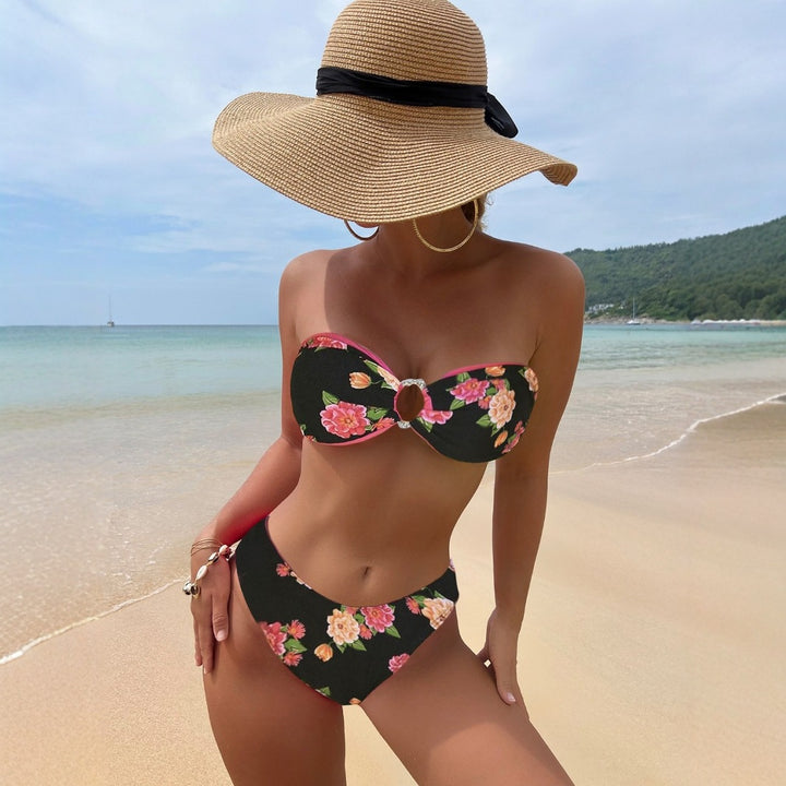 Dame Bandeau-bikini med blomstermønster Skovae