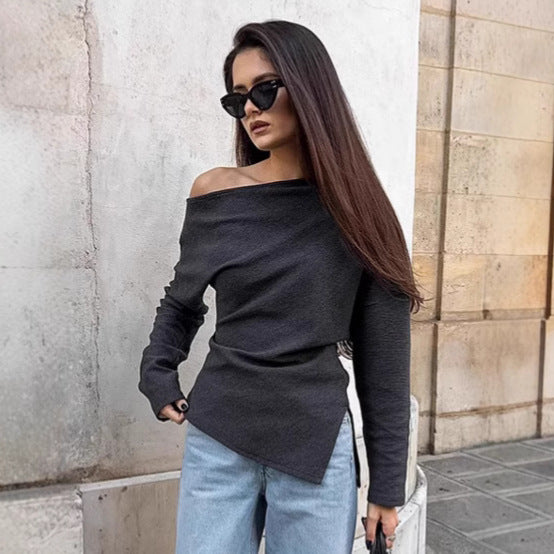 Damer Asymmetrisk Off-Shoulder-Skjorte med lange ærmer og stilfuld snit Stilla