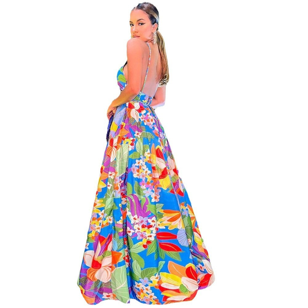Dame Maxi-kjole med farverigt blomsterdesign Stilla