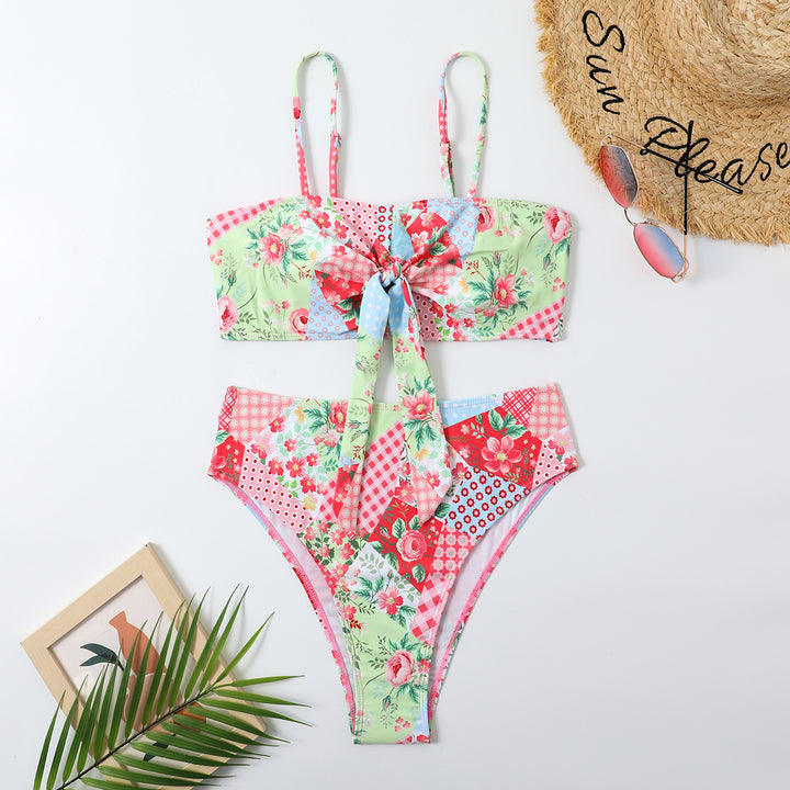 Dame Patchwork Blomster Bikini Sæt Stilla