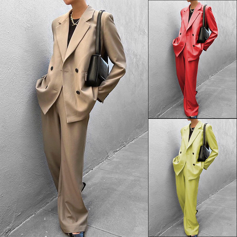 Dame Elegant to-navet blazer-dragt med bred pasform Stilla
