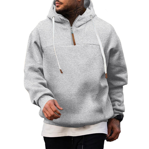 Herre hoodie med kort lynlås og blødt fleece-materiale Stilla