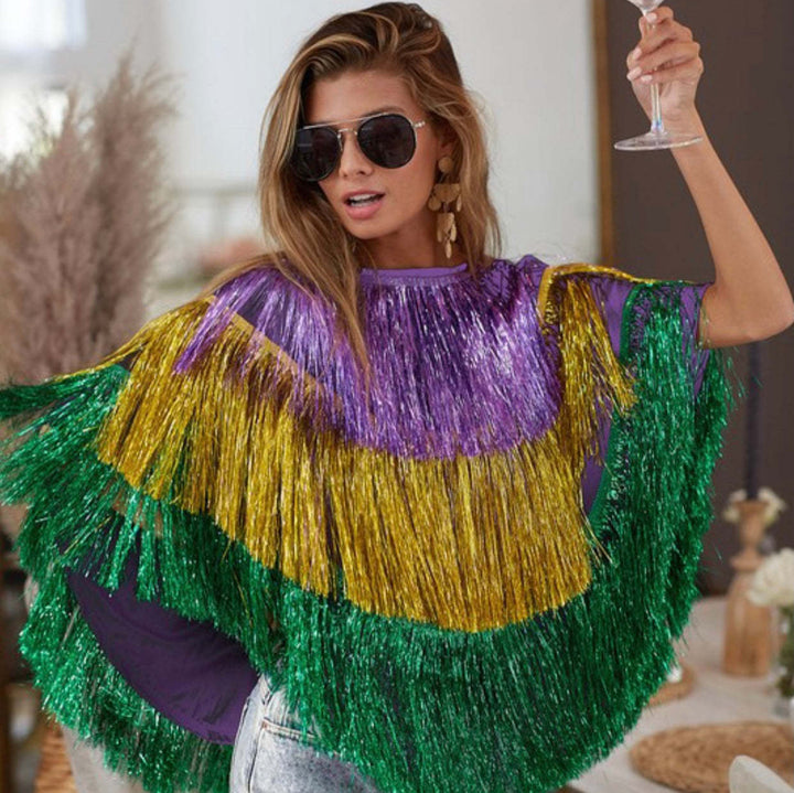 Dame Trendy Festernederdel med glitrende frynser Stilla