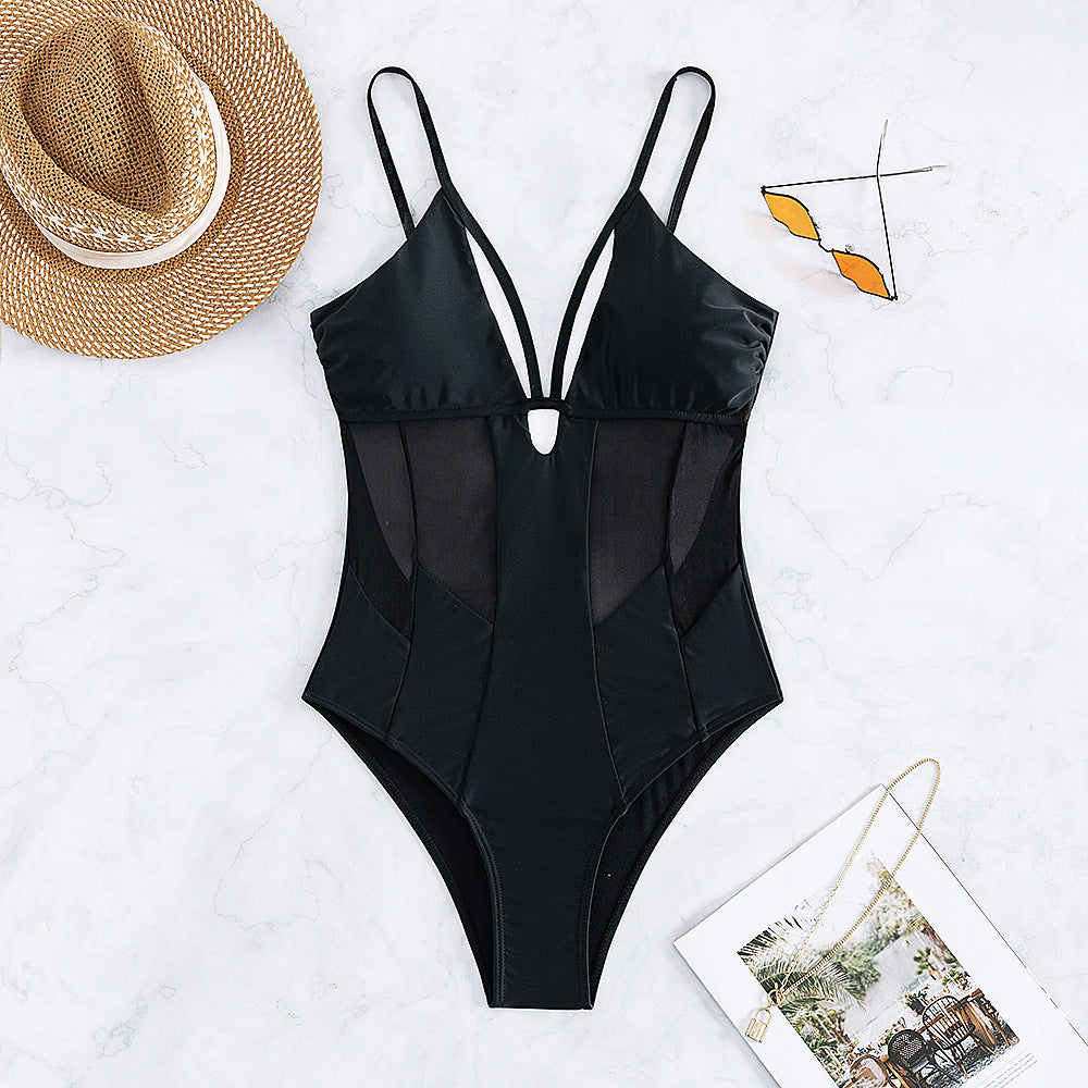 Dame Mesh-panel Monokini badedragt Stilla