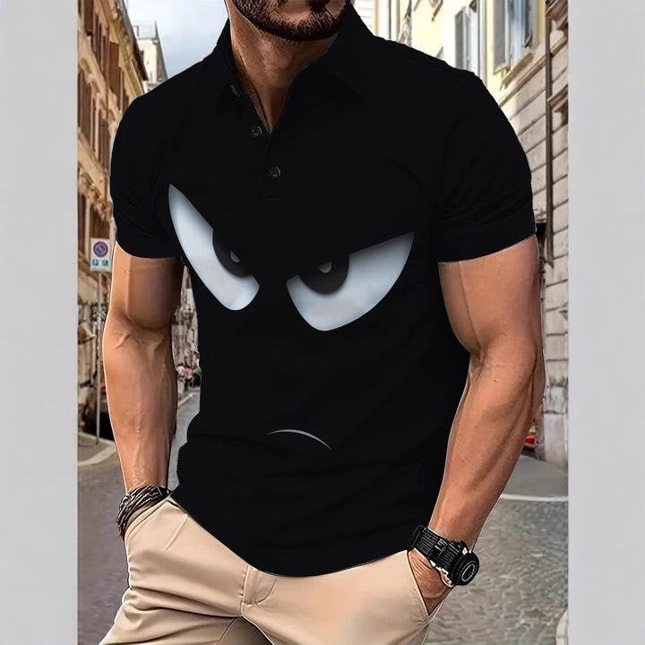 Herrer Poloshirt med unikt grafisk design og moderne krave Stilla