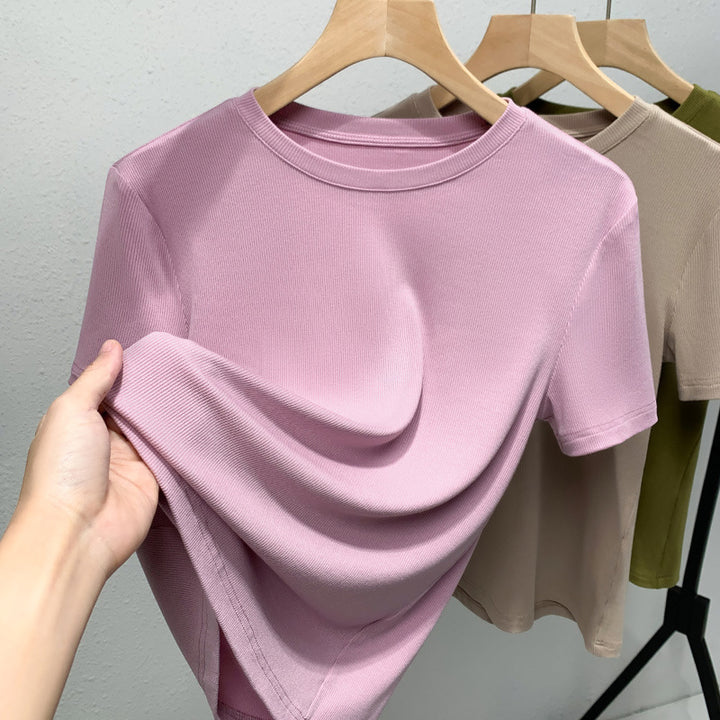 Dame Basic T-Shirt lavet af kvalitets ribmateriale med figursyget snit Stilla