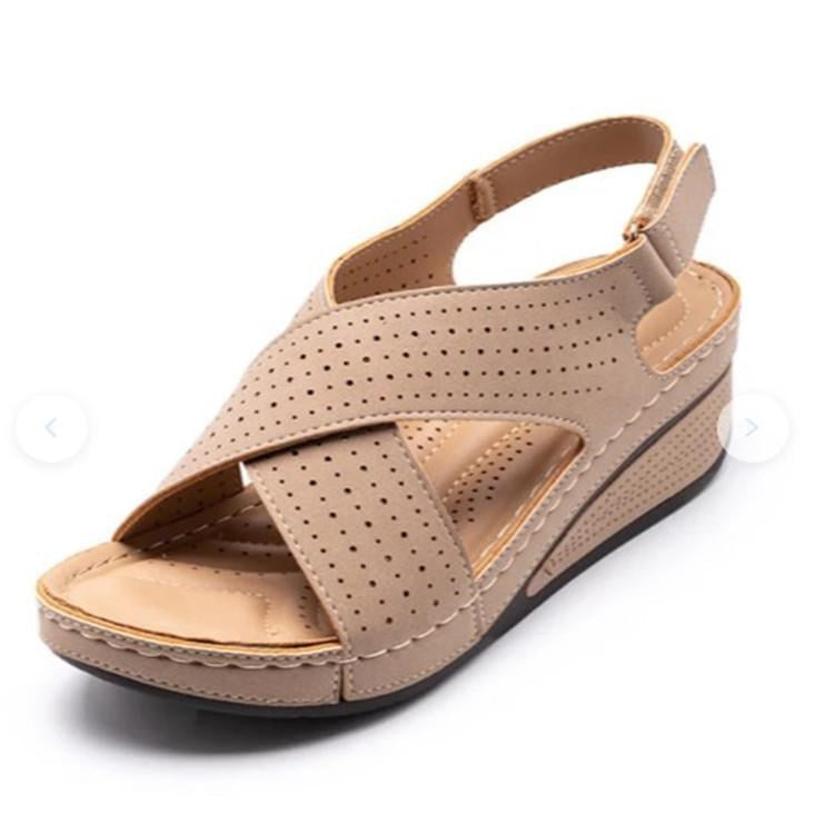Dame wedge-sandaler med åndbar hulmønster og elastisk remdesign Stilla
