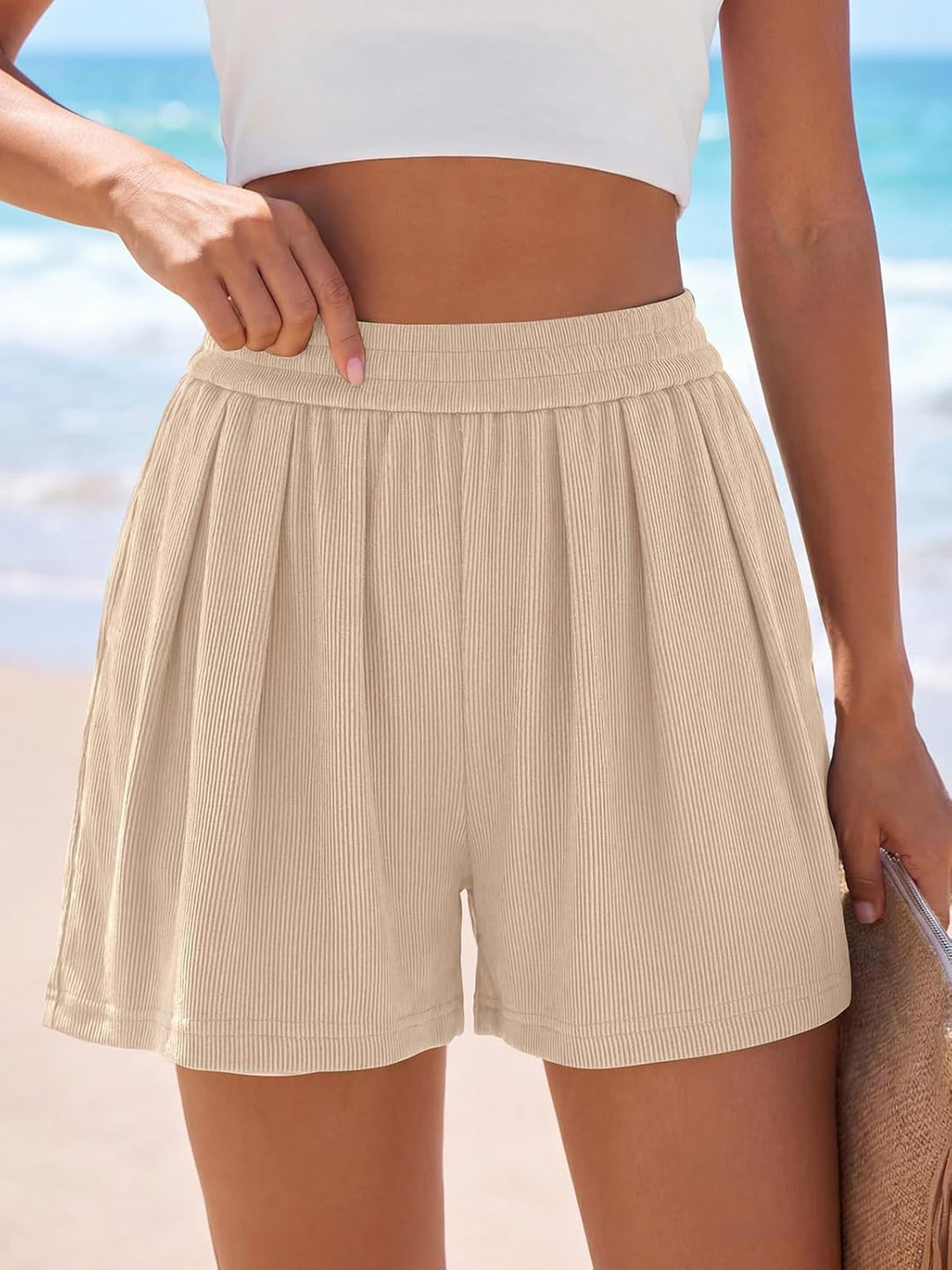 Dame Legere Fritidsshorts med elastisk talje og plisseringer Skovae