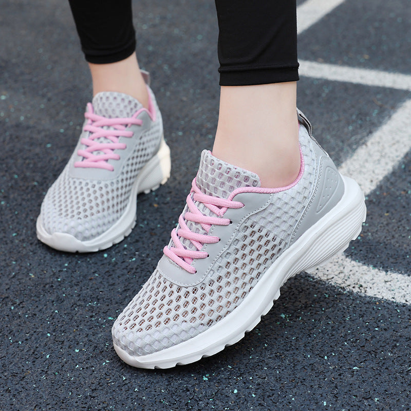 Dame nan let tre-dimensionel mesh-walking-sneakers med viskoelastisk fodseng og skridsikker profilsål Skovae