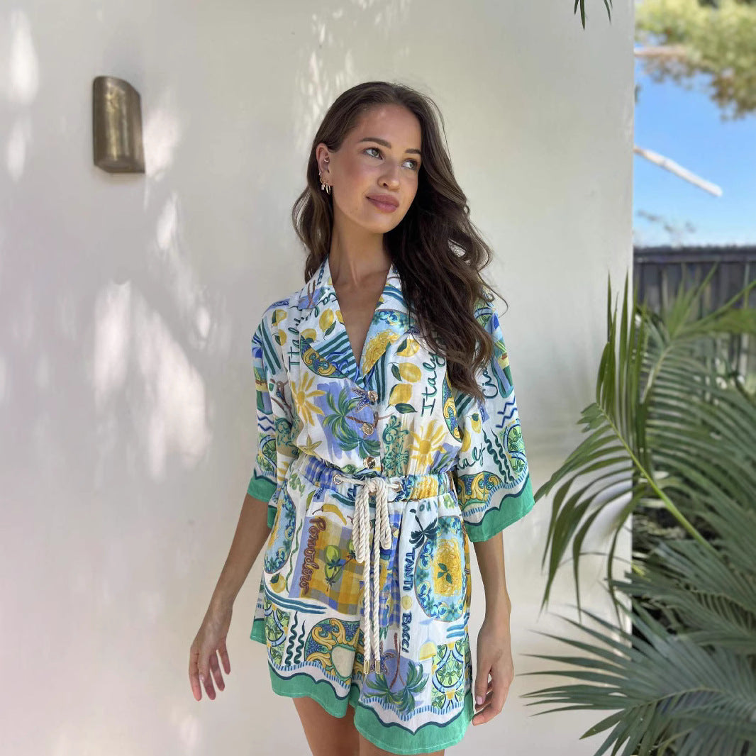 Ladies beach dress with colorful pattern Skovae