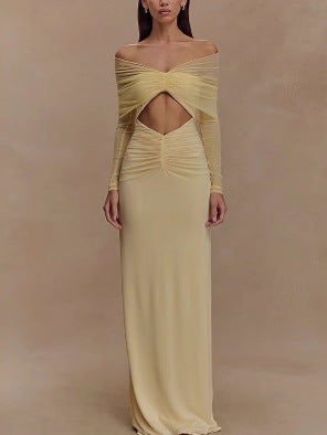 Femme Off-Shoulder Raffung Cut-Out Maxi Kjole Stilla