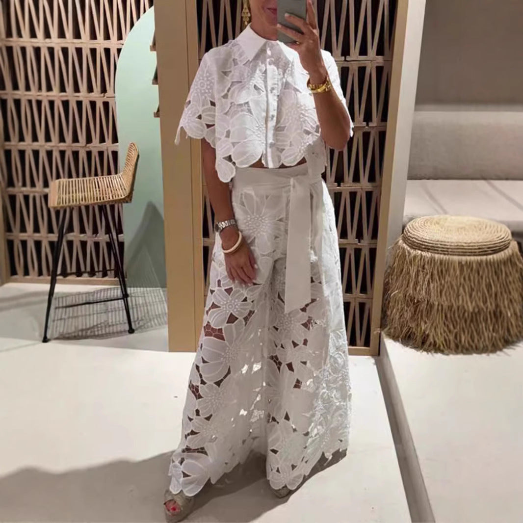 Dame udgangs sæt med blomster cut-out design og talje bælte Stilla