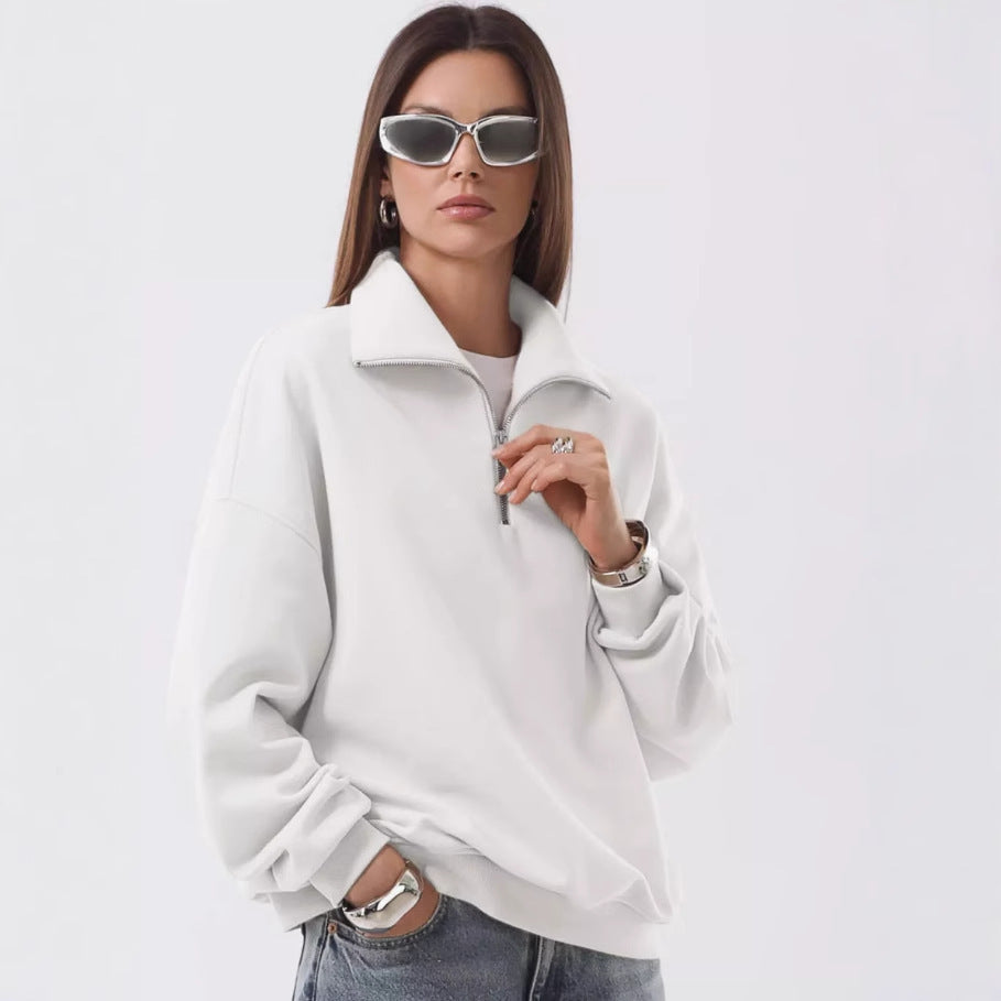 Kvinders komfortable sweater med opretstående krave Skovae