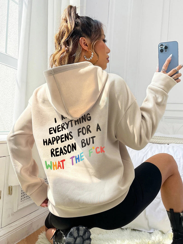 Kvinders hoodie med inspirerende tekst og løs pasform Skovae