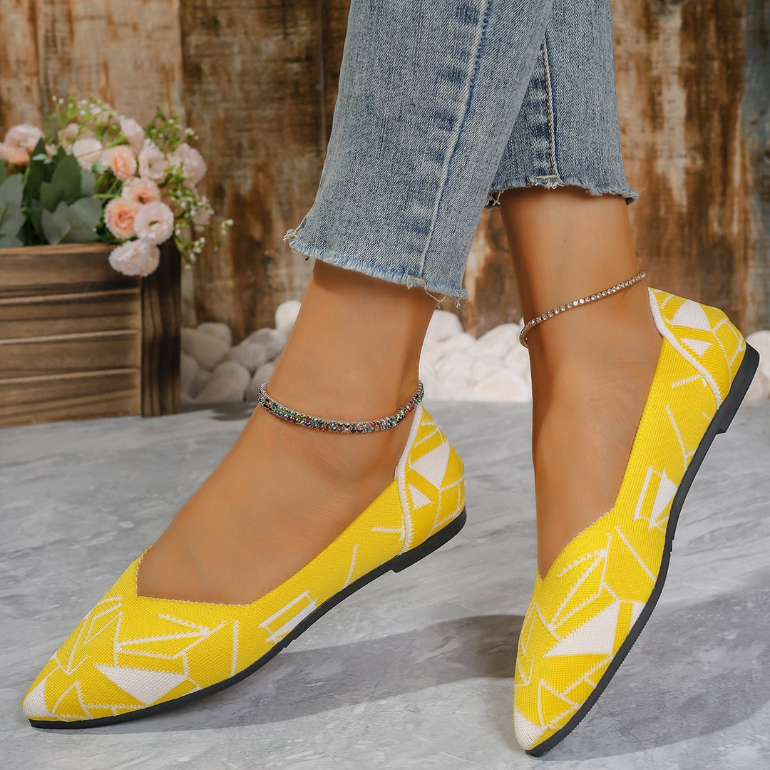 Dame elegante ballerinas med geometrisk mønster og skridsikker sål Stilla