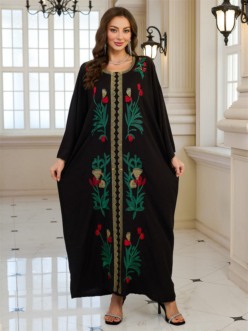 Dame Elegante Kaftan med kunstneriske florale broderier Stilla