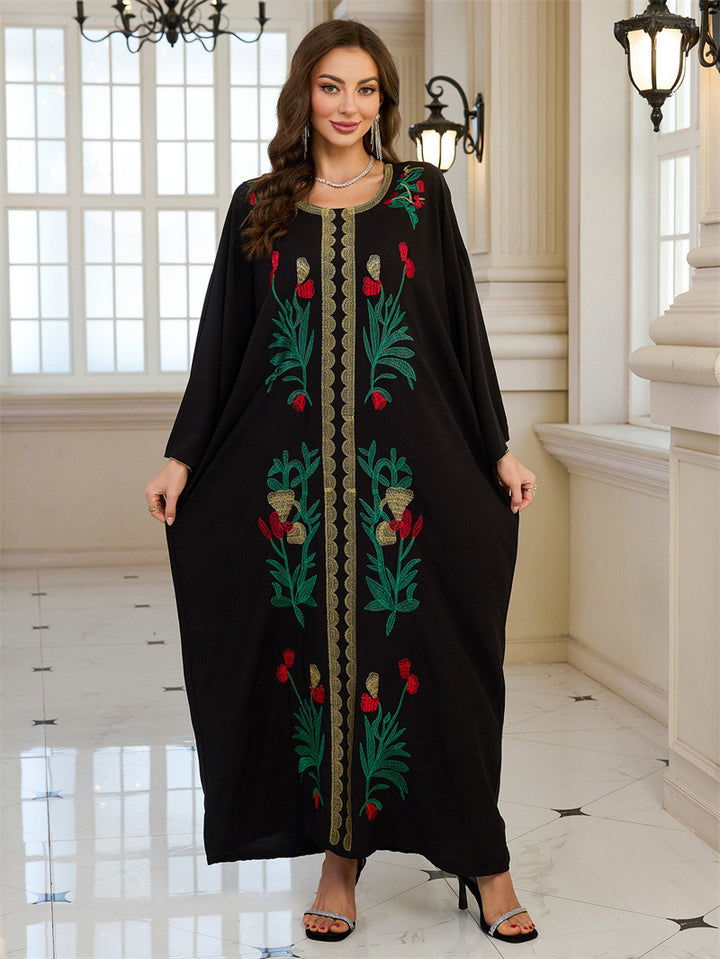 Dame Elegante Kaftan med kunstneriske florale broderier Stilla