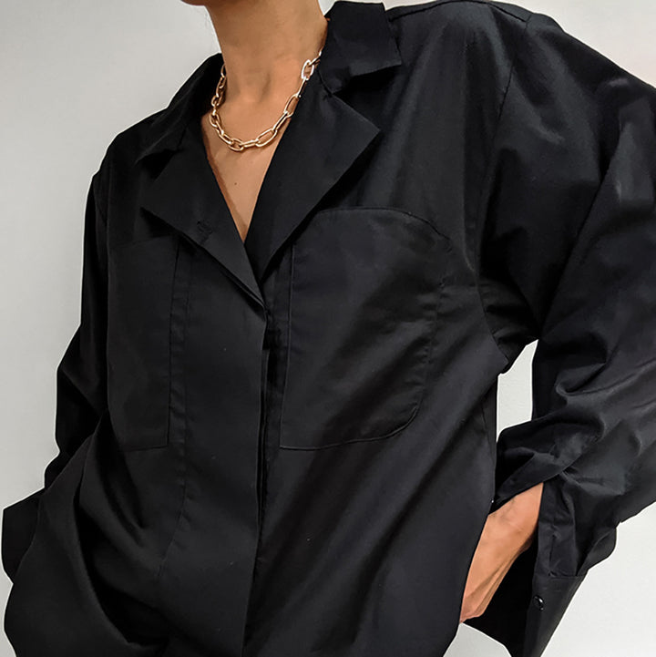 Damer elegant bluse med løse ærmer og struktureret krave Stilla