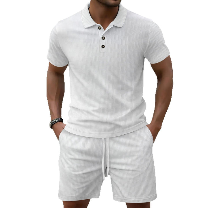 Herrer Sporty kortærmet T-shirt med struktureret design og elastiske fritidsbukser Stilla