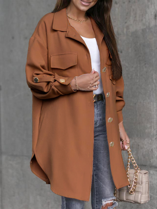 Kvinders Oversized Skjortejakke med Praktiske Lommer og Fashionabel Snit Stilla