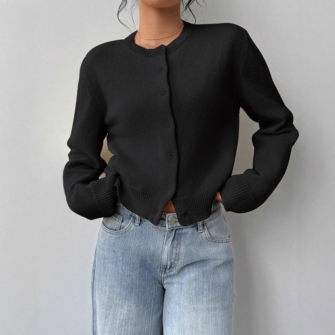 Kvinders cardigan med fin ribbet tekstur og knapdesign Stilla