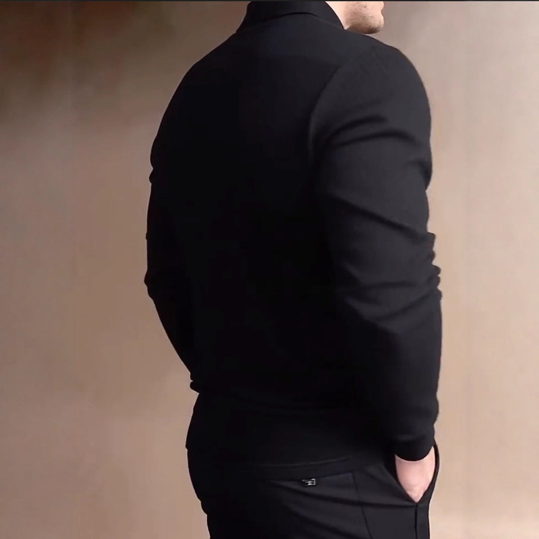 Herren nan tailleret vaffelstrik-polo shirt med klassisk polo krave Skovae