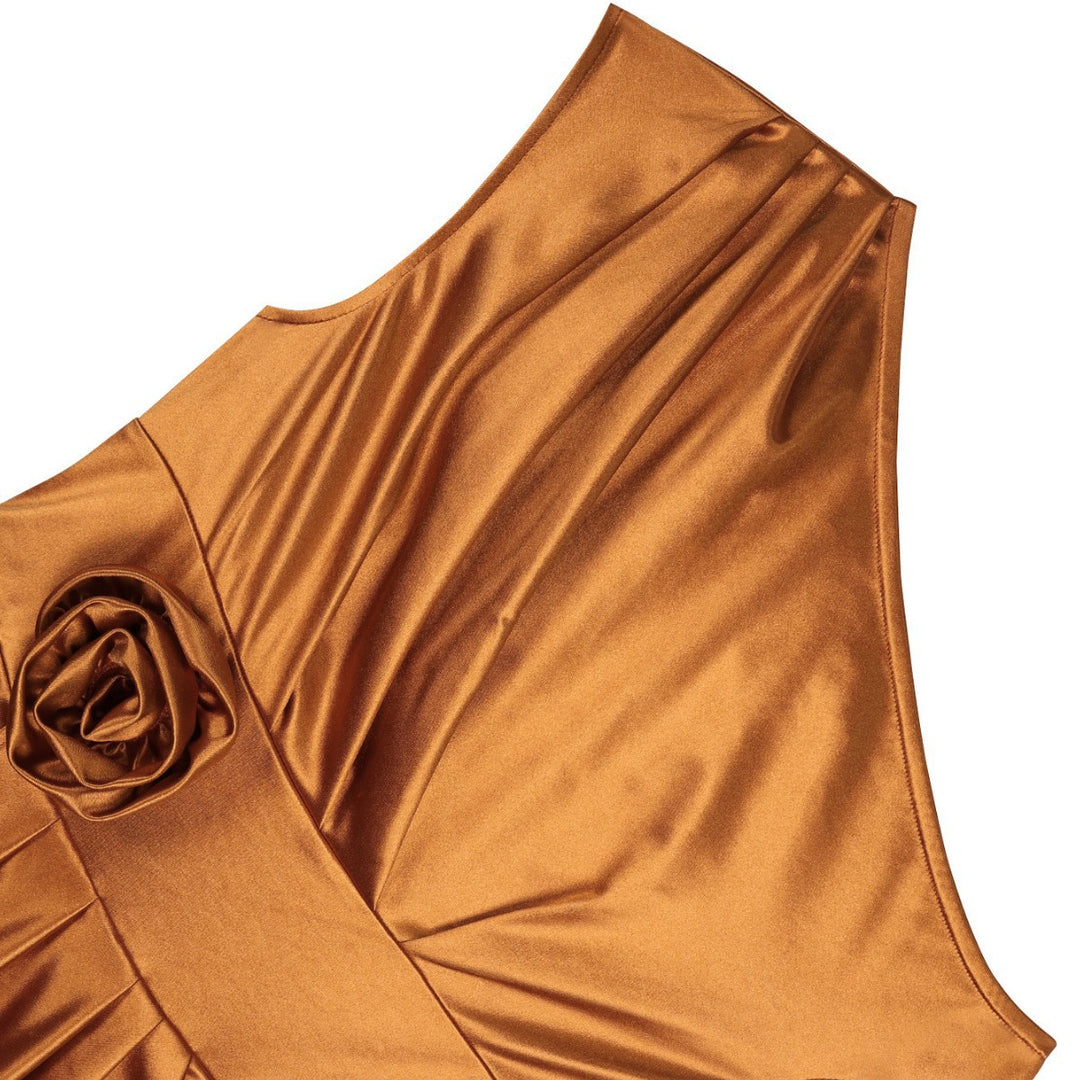 Damer Elegant Wrap Kjole med 3D-blomsterapplikation Skovae