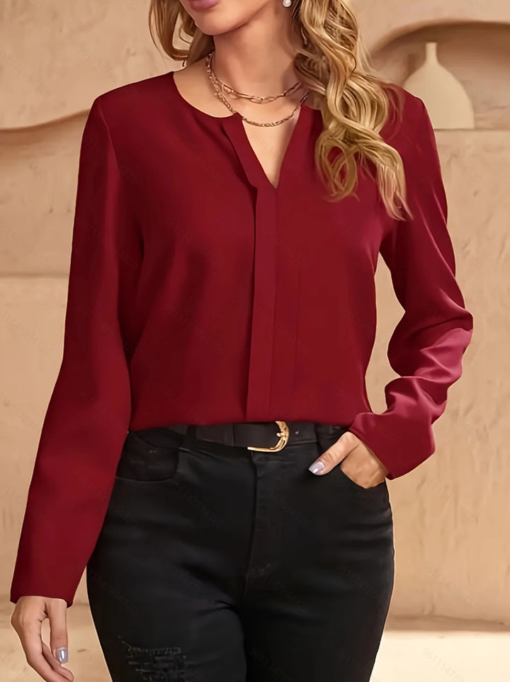 Dame elegant langærmet skjorte med raffineret åbning Stilla
