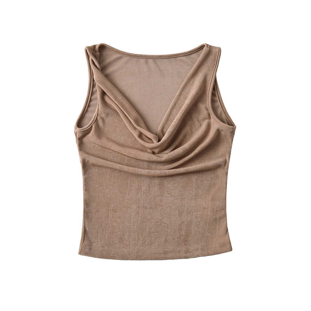 Dame ærmeløs charmerende top med raffineret drapering-design Stilla