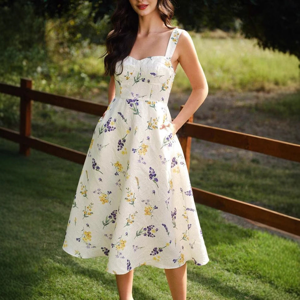 Kvinder Vintage-inspireret floral A-linje kjole Stilla
