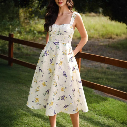 Kvinder Vintage-inspireret floral A-linje kjole Stilla
