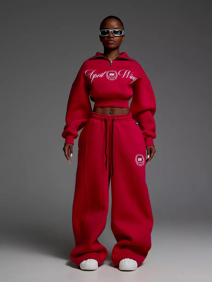 Kvinders cropped sweatshirt og løse jogger sæt Skovae