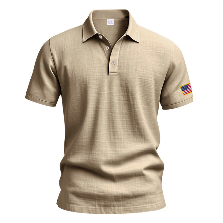 Herrer polo t-shirt med moderne USA-flagmotiv og struktureret design Stilla