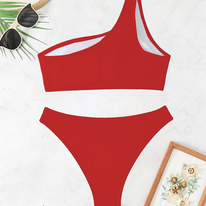Dame asymmetrisk bikini-sæt med høj benudskæring og kvalitets ribdesign Stilla