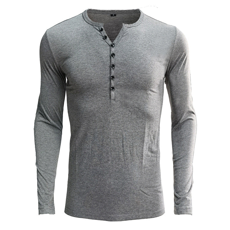 Herrer Langærmet Henley skjorte med stilfulde knapper og elastisk stof Stilla