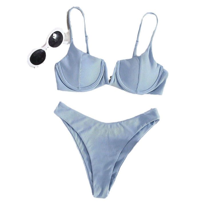 Dame Push-Up Bikini-Sæt med elegant rib-design Skovae